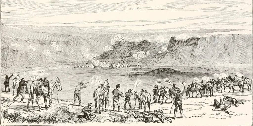 Battaglia nell'Idaho fra indiani e esercito americano